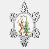 Aangepaste enkele rendier en kerstboom tin sneeuwvlok ornament (Rechts)
