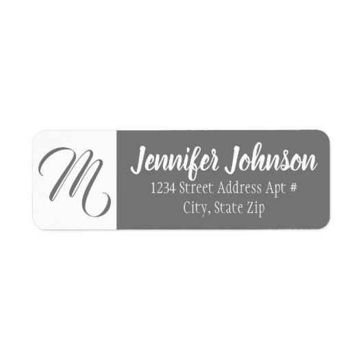 Aangepaste envelop voor grijs monogram retouradres etiket (Voorkant)