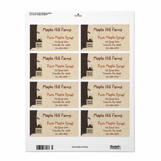 Aangepaste esdoornsiroop Business Label (Full Sheet)