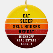 Aangepaste Estate Eat Sleep Herhalen Keramisch Ornament (Achterkant)