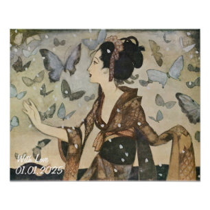Aangepaste  esthetische Japan Kimono illustratie Foto Afdruk