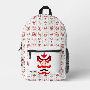 Aangepaste Esthetische Japanse Kabuki Art Rood Bedrukte Rugzak