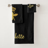 Aangepaste esthetische KONINGEEN BEE Gold- en zwar Bad Handdoek (Insitu)