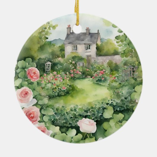 Aangepaste esthetische Waterverf Irish VIllage Cot Keramisch Ornament (Achterkant)