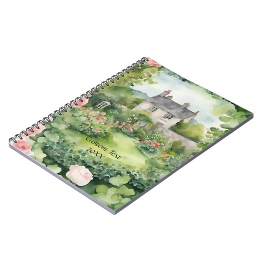 Aangepaste esthetische Waterverf Irish Village Cot Notitieboek (Linkerzijde)