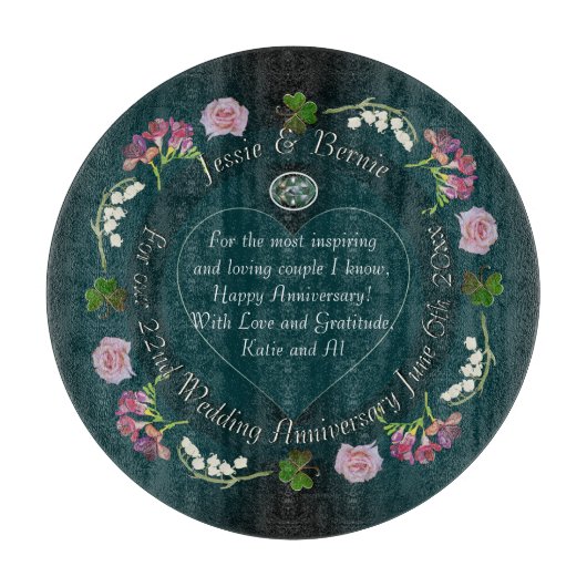 Aangepaste evenement Floral Heart Cutting Board Snijplank (Voorkant)