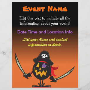 Aangepaste evenement Halloween Piraat Pompoen Flyer