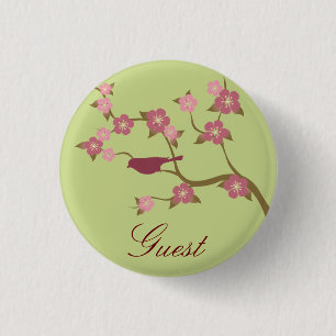 Aangepaste evenementenpagina Mauve Flower Bird But Ronde Button 3,2 Cm