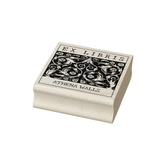 Aangepaste Ex Libris,  Bloemen Boek Rubberstempel (Stempel)