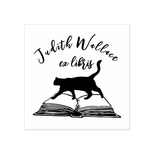 Aangepaste Ex Libris  Cat Library Boeken Rubberstempel (Afrduk)