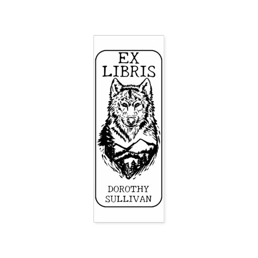 Aangepaste Ex Libris, Forest Wolf Library Boek Rubberstempel (Afrduk)
