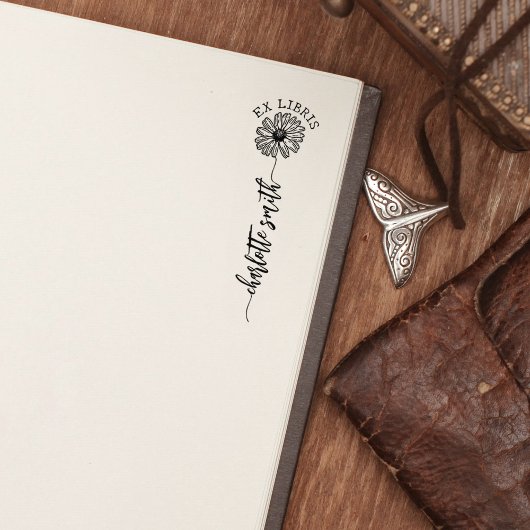Aangepaste Ex Libris, Script Daisy Book Rubberstempel