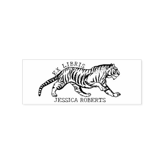 Aangepaste Ex Libris, Tijger Boek Rubberstempel (Afrduk)