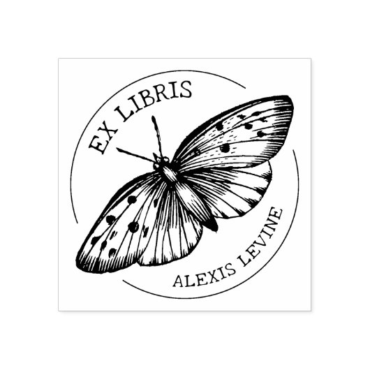 Aangepaste Ex Libris  Vlinder, Boek Rubberstempel (Afrduk)