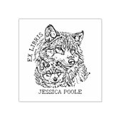 Aangepaste Ex Libris Wolf Bookplate Rubberstempel (Afrduk)