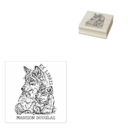 Aangepaste Ex Libris Wolf Bookplate Rubberstempel (Gestempeld)