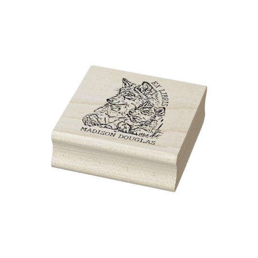 Aangepaste Ex Libris Wolf Bookplate Rubberstempel (Stempel)