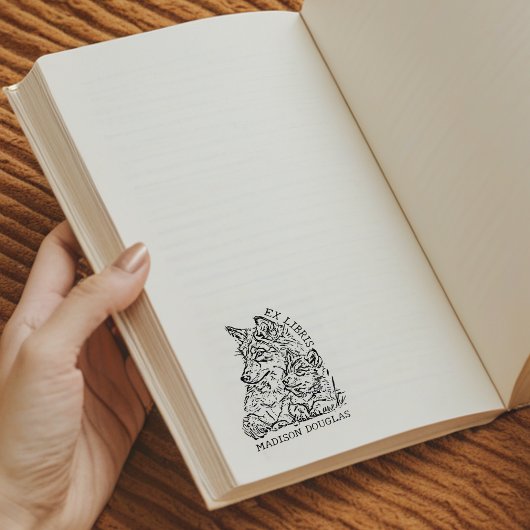 Aangepaste Ex Libris Wolf Bookplate Rubberstempel