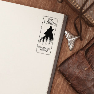 Aangepaste Ex Libris, Wolf Library Boek Rubberstempel