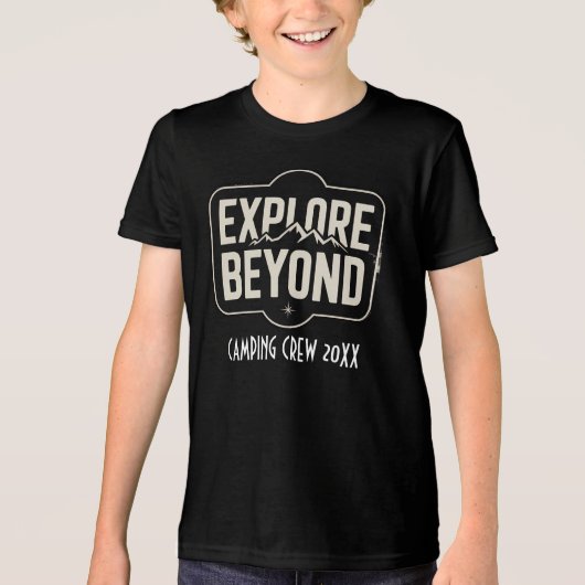 Aangepaste Explore Beyond Camping Crew 2026 Tri-Blend Shirt (Voorkant)