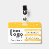 Aangepaste Expo-badge-ID met QR-code en logo Badge (Voorzijde met clip)