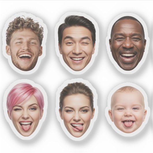 Aangepaste Face Sticker – Gepersonaliseerde 6 foto (Voorkant)