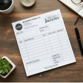 Aangepaste factuur formulier met logo, grijs klein notitieblok