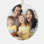 Aangepaste FAMILIE 2 Photo Gold Script Keepomwille Keramisch Ornament (Links)