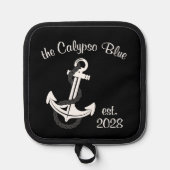 Aangepaste familie bootnaam en vastgestelde datum pannenlap (Voorkant)