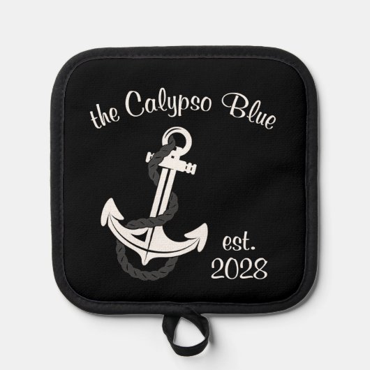 Aangepaste familie bootnaam en vastgestelde datum pannenlap (Voorkant)