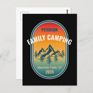 Aangepaste Familie Camping Sunset Adventure Briefkaart