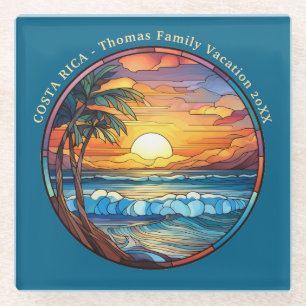 Aangepaste Familie Costa Rica Trip Souvenir Tegel Glazen Onderzetter