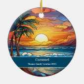 Aangepaste familie Cozumel Beach vakantie Keramisch Ornament (Achterkant)