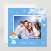 Aangepaste familie en engel voor lichte blauw kers (Voorkant / Achterkant)