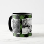 Aangepaste familie foto buffelplaat groen mok (Voorkant links)