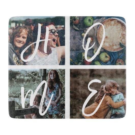 Aangepaste familie foto collage Keepomwille HOME Snijplank (Voorkant)