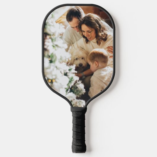 Aangepaste Familie Foto Kerstcadeau Pickleball Paddle (Voorkant)
