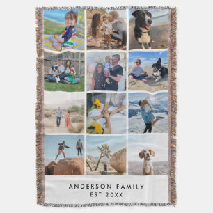 Aangepaste Familie Fotodeken 12 Foto Geweven Gooi Deken