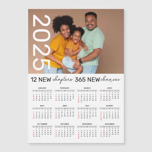 Aangepaste Familie Fotonaam 2025 Kalender Magnet (Voorkant)
