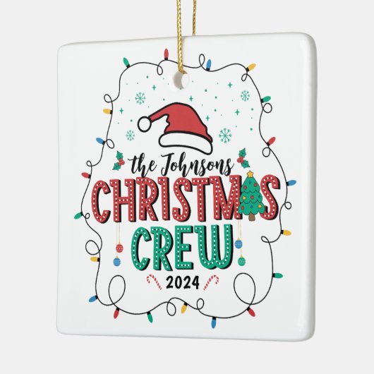 Aangepaste Familie Kerst Crew Groep Matching Naam Keramisch Ornament (Links)
