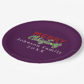 Aangepaste Familie Kerst Paarse Papier Bord (Gekanteld)