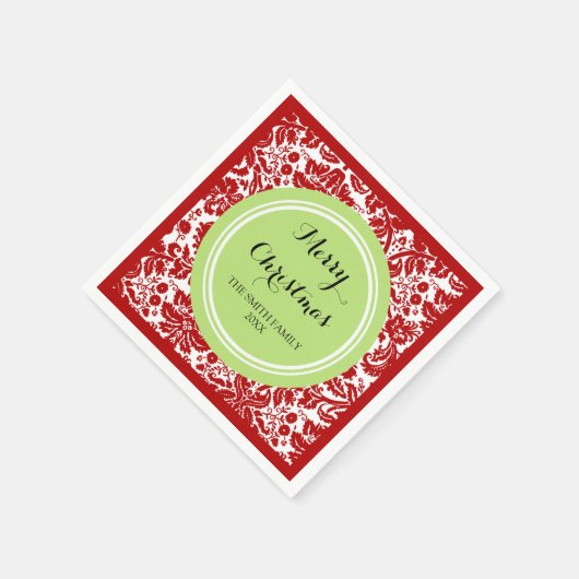 Aangepaste Familie Kerst Rode Damast Servetten (Hoek)