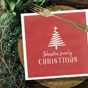 Aangepaste familie kerstboom eenvoudige rood servet