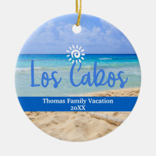 Aangepaste familie Los Cabos vakantie Kerstmis Keramisch Ornament