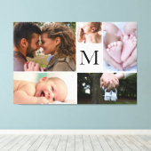 Aangepaste familie monogram fotocollage canvas afdruk (Insitu (Houten vloer))