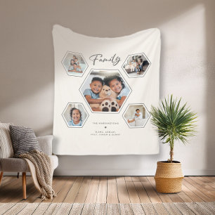 Aangepaste familie Multi 5 foto collage galerij Fleece Deken