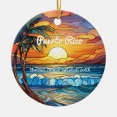 Aangepaste familie Puerto Rico reis Faux Glas in l Keramisch Ornament (Voorkant)