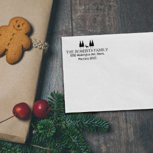 Aangepaste familie retour adres, Kerstmis Rubberstempel