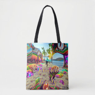 Aangepaste Familie Strand Canvas tas Labrador Retr