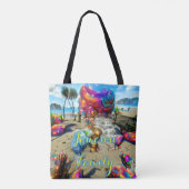 Aangepaste Familie Strand Canvas tas met Zand Welk (Achterkant)
